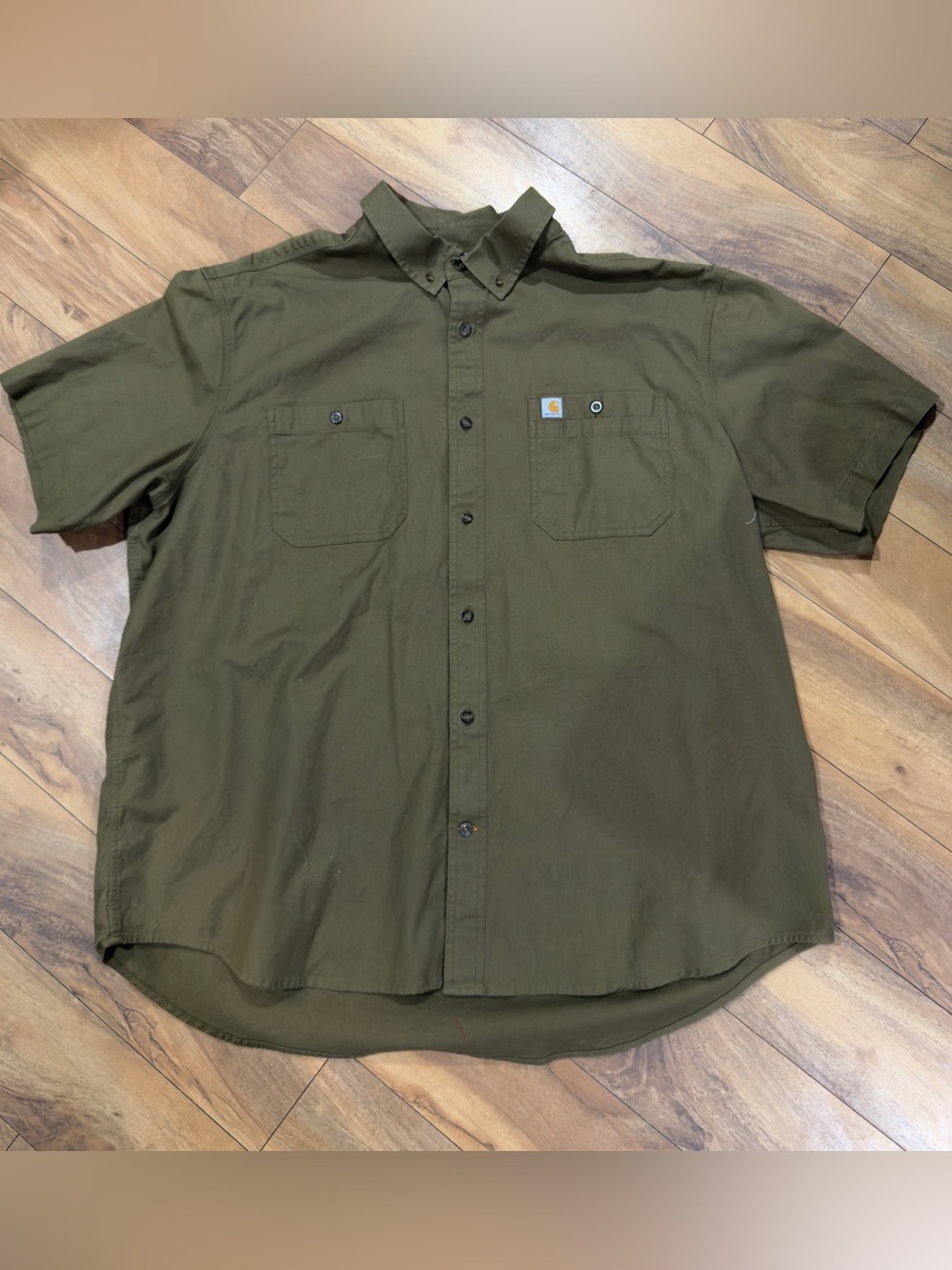 Carhartt Mens Rugged Flex Short Sleeve Button Down Work Shirt Olive Green Sz 3XL